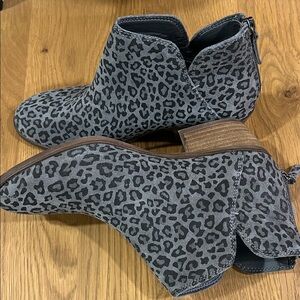 Michael Shannon Black and Gray Leopard Ankle Booties